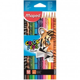 Карандаши цветные Maped COLOR'PEPS ANIMALS трехгранн,дерево,12цв/наб,832212