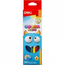 Карандаши цветные Deli EC00660 COLOR KIDS 3-гран. 6цв/наб Jumbo