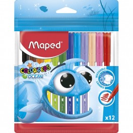 Фломастеры Maped COLOR'PEPS OCEAN,супер-смываемые,12цв/наб,845720