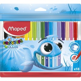 Фломастеры Maped COLOR'PEPS OCEAN,супер-смываемые,18цв/наб,845721