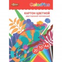 Картон цветной №1School двусторон, 20л,10цв,,А4 мелов,ColorPics, в папке