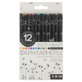 Набор линеров для скетчинга SKETCH&ART BLACK EDITION 0,36мм 12цв 36-0017