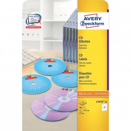 Этикетки самоклеящиеся для CD/DVD, д/17, 50 шт, Avery Zweckform, L7676-25