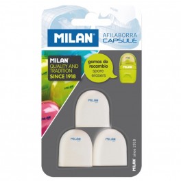 Ластик Milan CAPSULE для ластикоточилки, каучук, 3 шт в блистере (BNM10258)