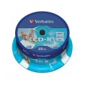 Носители информации CD-R Printable, 52x, Verbatim Azo Wide, Cake/25, 43439