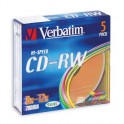 Носители информации Verbatim CD-RW 700Mb 12х Slim/5 43167 Color