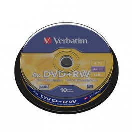 Носители информации Verbatim DVD+RW 4,7GB 4х CB/10 43488