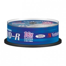 Носители информации DVD-R Printable, 16x, Verbatim Azo Wide, Cake/25, 43538