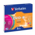 Носители информации Verbatim DVD-R 4,7Gb 16х Slim/5 43557 Color
