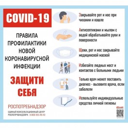 Информационный стенд-плакат COVID-19 Прав. профил. новой инфекц.Защити себя