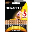 Батарея DURACELL ААA/LR03-20BL BASIC 15шт+5 бесплатно бл/20