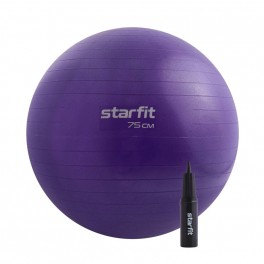 Фитбол STARFIT GB-109 75см,1200 гр,антивзрыв,с ручн нас,фиол, УТ-00020233