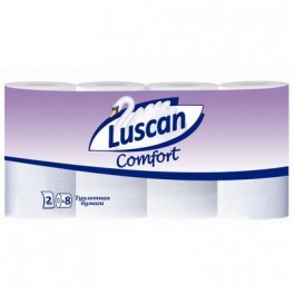 Бумага туалетная LUSCAN Comfort 2-сл.,белая с тисн.,8рул./уп.