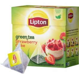 Чай Lipton Strawberry Cake зеленый байховый пирамидки,20пак/уп.