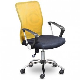 Кресло UP_EChair-203 PTW net ткань черная, сетка оранжевая, хром